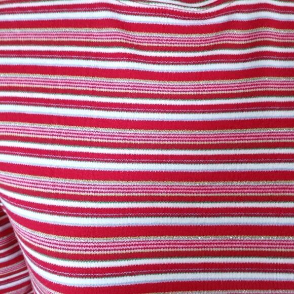 TURTLENECK RED & PINK STRIPE TOP SZ.M EUC. - Picture 2 of 3